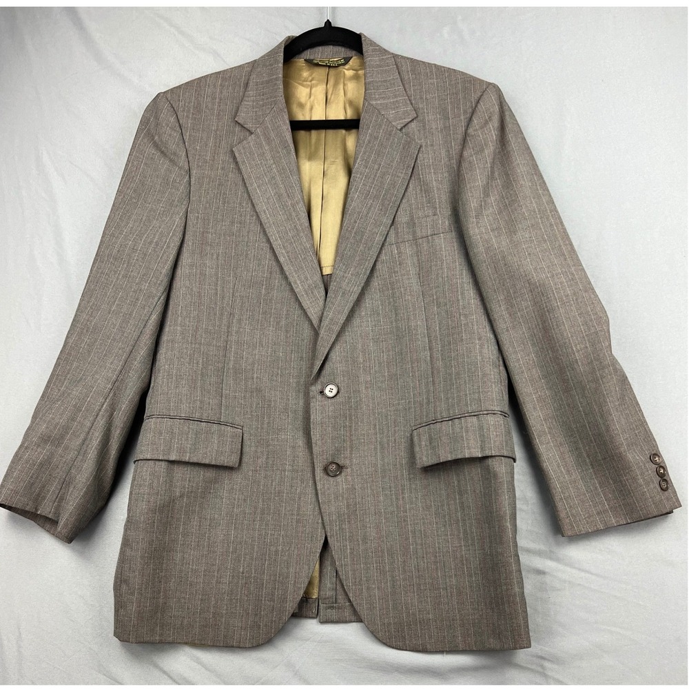 Signature Series Blazer Mens 40 Pinstripe Grey Wool Blend Tailored Good